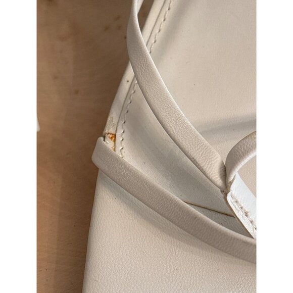 Bar III White Square Toe Strappy Sandals Lace-Up Design & Geometric Heels Chunky - Picture 6 of 7